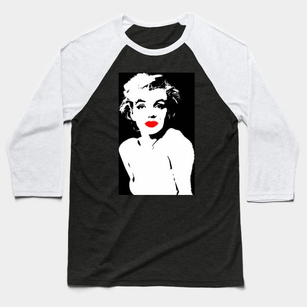 Marilyn Monroe Lips Baseball T-Shirt by SiSuSiSu